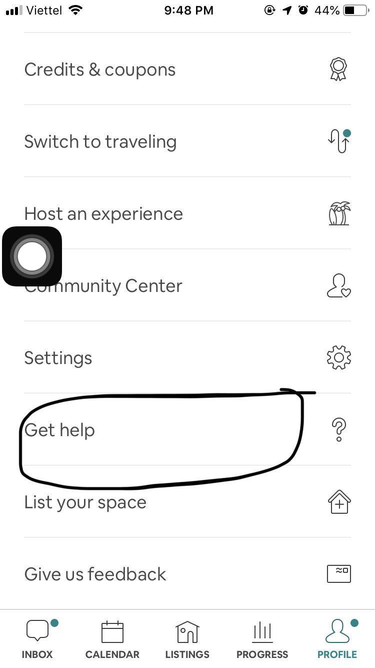 Liên Hệ Với Airbnb Thông Qua App