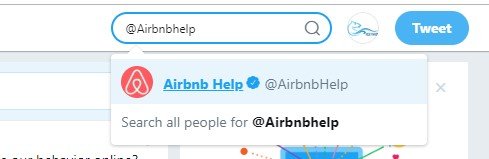 Gõ @airbnbhelp trên thanh công cụ tìm kiếm và nhấn enter
