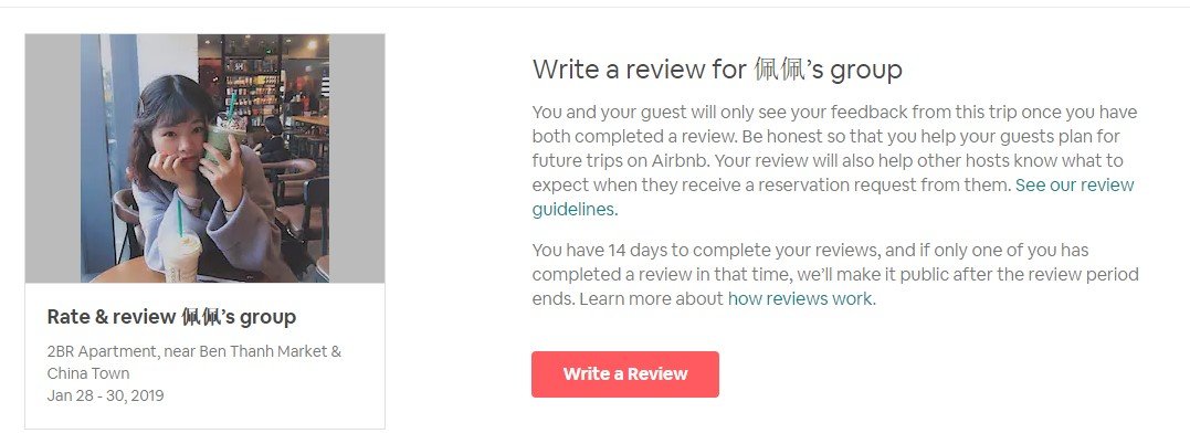 Nhấn vào nút Write a Review để viết Review cho khách bạn nhé!