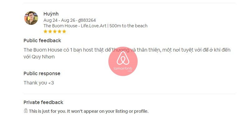 Một Review quá ngắn sẽ giảm tỉ lệ đặt phòng khi các khách sau xem qua và muốn đặt phòng.
