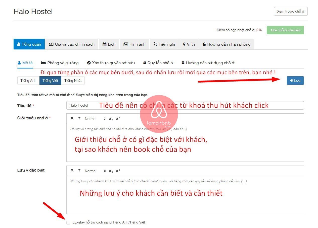 Điền các thông tin cần thiết vào form