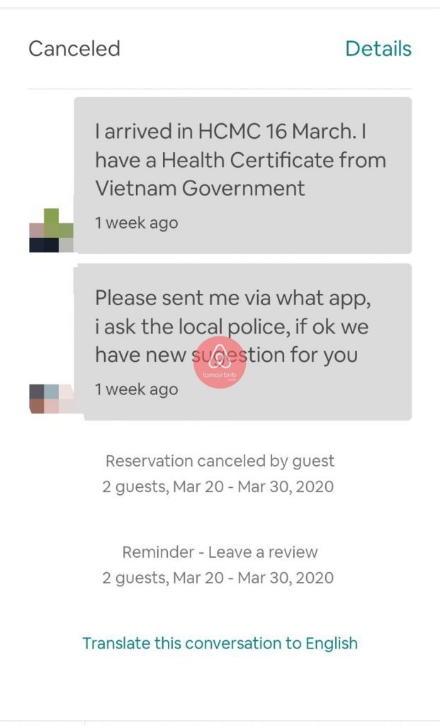Airbnb cập nhật trạng thái hủy cho booking được khách yêu cầu và chủ nhà đồng ý