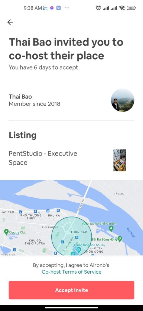 Lời mời làm Co-host được gửi đi