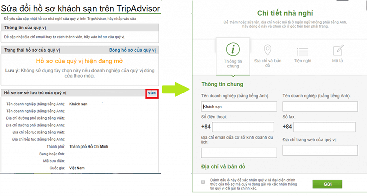 Cập nhật thông tin hồ sơ phòng cho thuê
